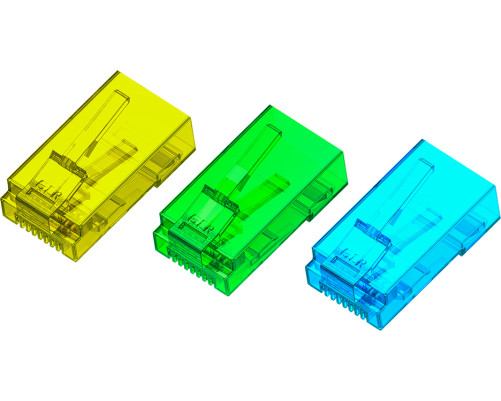 Коннектор цветной RJ-45 cat.5e UTP Male, 8p8c 15 шт (3 цвета по 5 шт), GCR-51802 Коннектор цветной RJ-45 cat.5e UTP Male, 8p8c 15 шт (3 цвета по 5 шт), GCR-51802