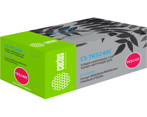 Картридж Cactus CS-TK5240C TK-5240C для Kyocera Ecosys M5526cdn/M5526cdw голубой (3000 стр.)