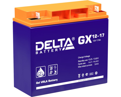 Аккумулятор свинцово-кислотный DELTA GX 12-17, 12В/17Ач