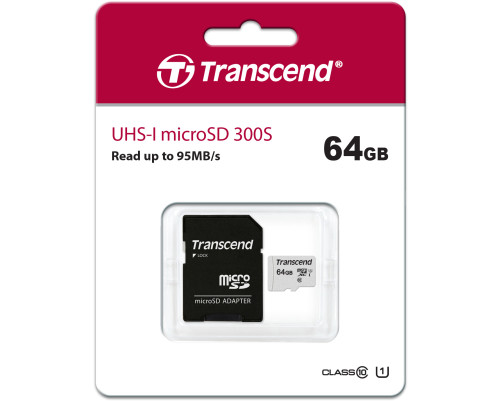 Карта памяти microSD Transcend 64GB Class 10 UHS-I U1 R95 с адаптером Карта памяти microSD Transcend 64GB Class 10 UHS-I U1 R95 с адаптером