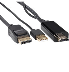 Кабель-переходник HDMI(M) +USB-DP(M), 1.8 м, черный, VCOM <cg599ac-1.8m></cg599ac-1.8m>
