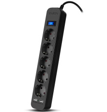Сетевой фильтр SVEN SF-05LU 1,8 м (5 евро розеток,2*USB(2,4А)) чёрный