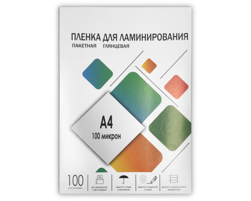 Пленка для ламинирования A4, 216х303 (100 мкм) глянцевая 100шт, ГЕЛЕОС [LPA4-100]