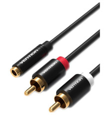 Кабель Vention Jack 3,5 mm F/2RCA M, 1м, черный