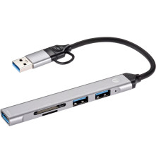 USB разветвитель DH297, TypeC+adapter-USB3.0+2USB2,0+SD+TF, VCOM <dh297>