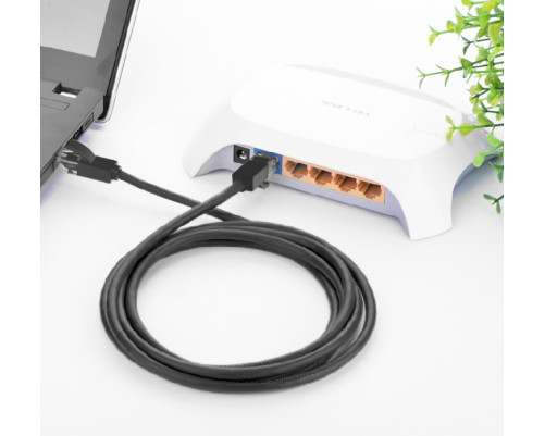 Патч-корд прямой UTP кат.5e, 15 м, черный, 24 AWG, GCR-LNC06-15.0m