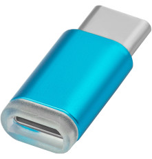 Переходник USB TypeC-microUSB 2.0, M/F, Greenconnect, голубой, GCR-UC3U2MF-BL