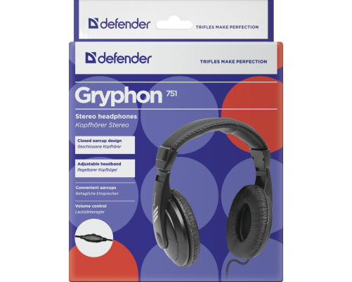 Наушники накладные Defender Gryphon 751, черный Наушники накладные Defender Gryphon 751, черный