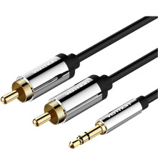 Кабель Vention Jack 3,5 mm M/2RCA M, 2 м, черный