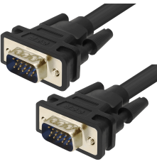 Кабель 5 м SVGA(M)-SVGA(M), чёрный, позолоченные контакты, ферритовые кольца, двойной экран