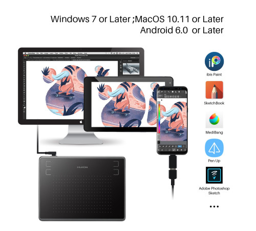 Графический планшет Huion INSPIROY H430P, черный