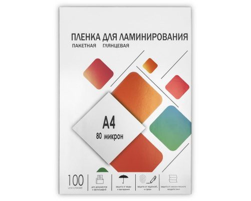 Пленка для ламинирования A4, 216х303 (80 мкм) глянцевая 100шт, ГЕЛЕОС [LPA4-80]