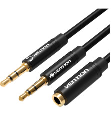 Переходник-разветвитель Vention гибкий Jack 3.5 mm F 4 pin/Jack 3.5 mm M x 2 - 1м