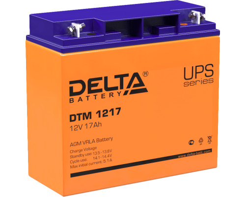 Аккумулятор свинцово-кислотный DELTA DTM 1217, 12В/17Ач Аккумулятор свинцово-кислотный DELTA DTM 1217, 12В/17Ач