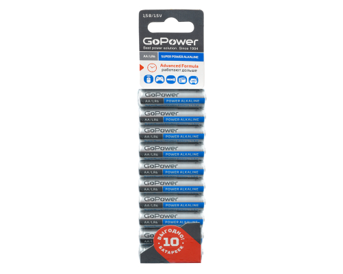 Элемент питания GoPower LR6 AA BL10 Alkaline 1.5V (10 шт.) Элемент питания GoPower LR6 AA BL10 Alkaline 1.5V (10 шт.)