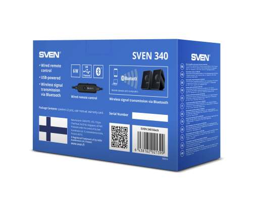 Акустическая система SVEN SV-021399, 2.0, 6 Вт, USB, черный Акустическая система SVEN SV-021399, 2.0, 6 Вт, USB, черный