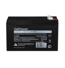 Аккумулятор свинцово-кислотный GoPower LA-1270, 12В/7Ач, клеммы T2/ F2