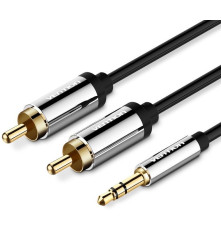 Кабель Vention Jack 3,5 mm M/2RCA M, 5 м, черный