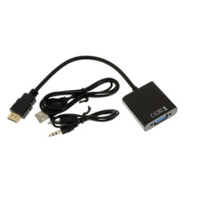 Переходник GoPower HDMI (m)-VGA (f) с питанием черный (1/200)