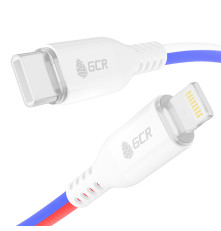 Кабель 1.0m TypeC/Lightning MFRi POWER DELIVERY 18 W, быстрая зарядка, триколор/белый, GCR-54962