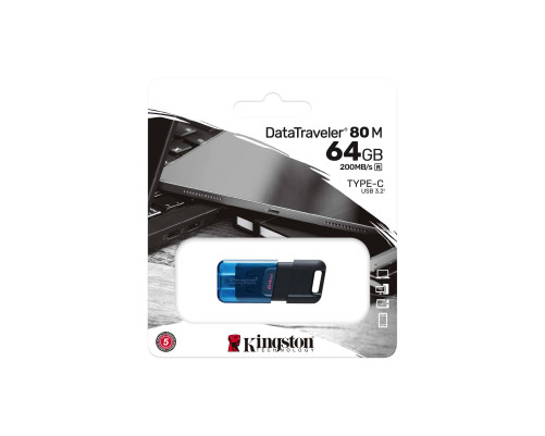 Накопитель USB Flash Drive Kingston 64GB DataTraveler 80 M 200MB/s USB-C 3.2 Gen 1 Накопитель USB Flash Drive Kingston 64GB DataTraveler 80 M 200MB/s USB-C 3.2 Gen 1