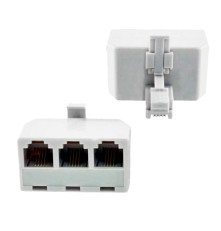 Телефонный разветвитель RJ-11 6p4c, штекер на 3 гнезда, M/3xAF, белый, GA-RJ11-T-3
