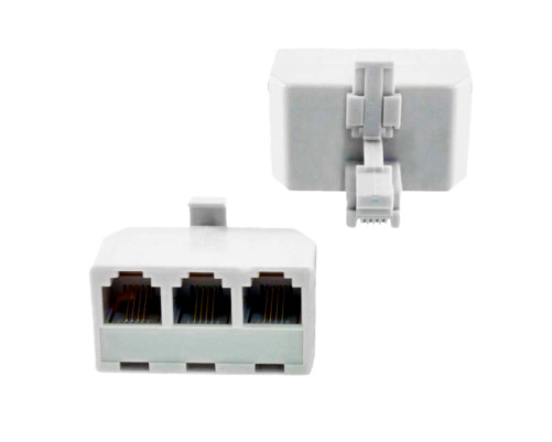 Телефонный разветвитель RJ-11 6p4c, штекер на 3 гнезда, M/3xAF, белый, GA-RJ11-T-3