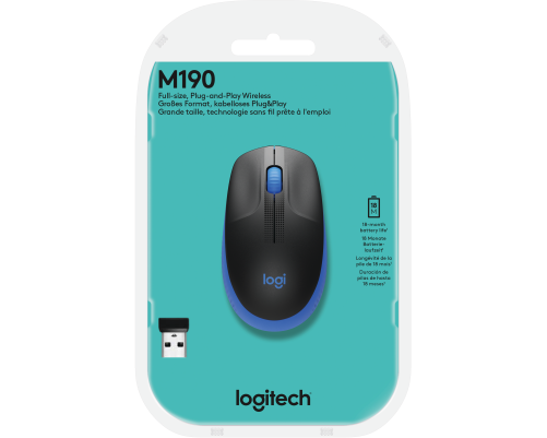 Мышь беспроводная Logitech M190, синий Мышь беспроводная Logitech M190, синий