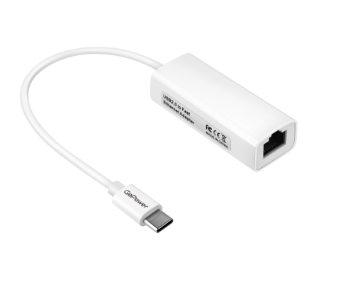 Адаптер GoPower Type-C (m)-RJ-45 (f), белый Адаптер GoPower Type-C (m)-RJ-45 (f), белый