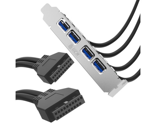 Планка в корпус USB 3.0, 2 порта 20 pin на 4 внешних порта, 0.58m, черный, GCR-55564 Планка в корпус USB 3.0, 2 порта 20 pin на 4 внешних порта, 0.58m, черный, GCR-55564