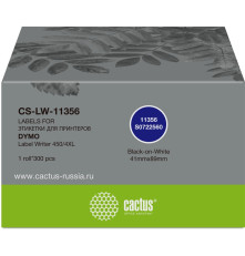 Этикетки Cactus CS-LW-11356, 89x41 мм, черный/белый, 300 шт/рулон
