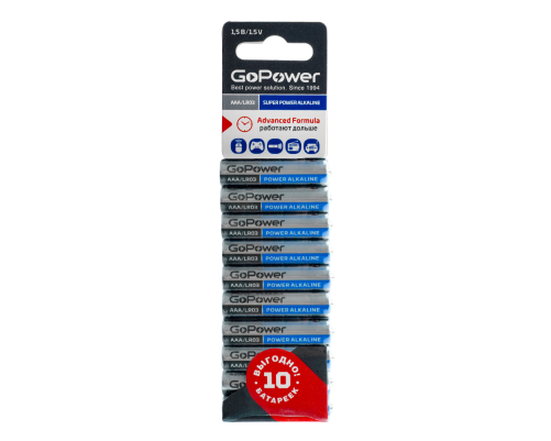 Элемент питания GoPower LR03 AAA BL10 Alkaline 1.5V (10 шт.) Элемент питания GoPower LR03 AAA BL10 Alkaline 1.5V (10 шт.)