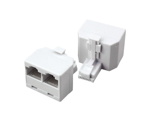 Телефонный разветвитель RJ-11 6p4c, штекер на 2 гнезда, M/2xF, белый, GA-RJ11-T-2