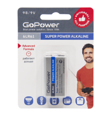 Элемент питания GoPower Крона 6LR61 BL1 Alkaline
