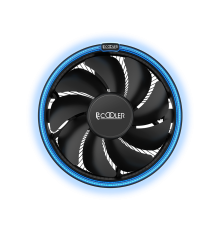 Вентилятор для процессора PCCooler E126M B (92W, 4-pin PWM, 70mm, Al/Cu, -mm, Blue LED, 1x120mm, 56CFM, 26.5dBA, 1800RPM, S: 1700/1200/115X, AM5/AM4, black)