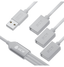 USB разветвитель гибкий Greenconnect GCR-53356, 1.2 м, AM/3 х AF, белый,