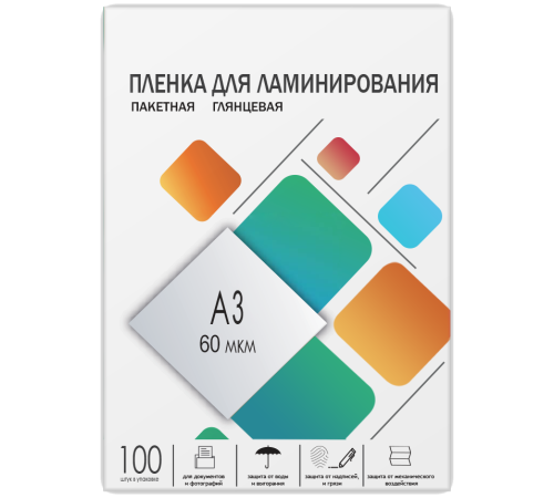 Пленка для ламинирования A3, 303х426 (60 мкм) глянцевая 100шт, ГЕЛЕОС [LPA3-60]