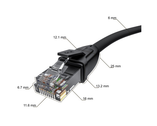Патч-корд прямой 7.5m UTP кат.6, черный, 24 AWG, ethernet high speed, RJ45, T568B, GCR-52535 Патч-корд прямой 7.5m UTP кат.6, черный, 24 AWG, ethernet high speed, RJ45, T568B, GCR-52535