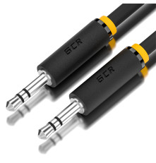 Кабель jack 3,5mm/jack 3,5mm, 0.5 м, черный, 28 AWG, M/M, GCR-AVC1114-0.5m