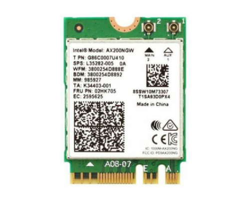 Плата сетевого контроллера Intel Wi-Fi 6 AX200, 2230, 2x2 AX+BT, No vPro, 985927 Плата сетевого контроллера Intel Wi-Fi 6 AX200, 2230, 2x2 AX+BT, No vPro, 985927