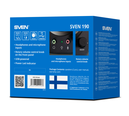 Акустическая система 2.0 SVEN 190, 6 Вт, питание USB, черный
