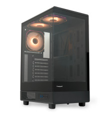Корпус без блока питания/ HSPD F510, Panoramic Mid Tower, Black, TG, 0.5 SPCC, 3x120mm ARGB ATX, mATX, mITX 180/280/160mm 1x2.5