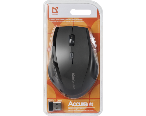 Мышь беспроводная Defender Accura MM-365, 6 кнопок, 800-1600 dpi, черный Мышь беспроводная Defender Accura MM-365, 6 кнопок, 800-1600 dpi, черный