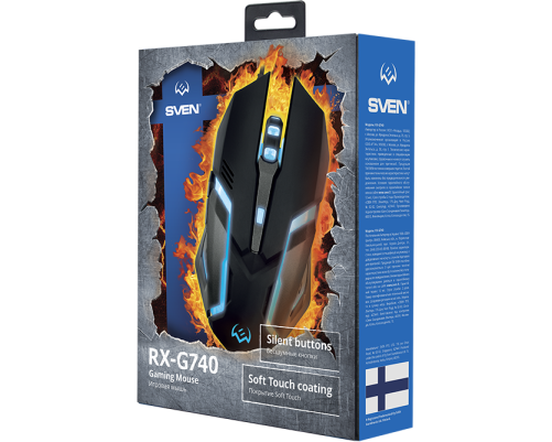 Мышь проводная игровая SVEN RX-G740, USB, 6 кнопок, 800-2400dpi, SoftTouch, черный Мышь проводная игровая SVEN RX-G740, USB, 6 кнопок, 800-2400dpi, SoftTouch, черный