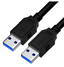 Кабель USB 3.0, 1.0m, AM/AM, черный, двойной экран, армированный, морозостойкий