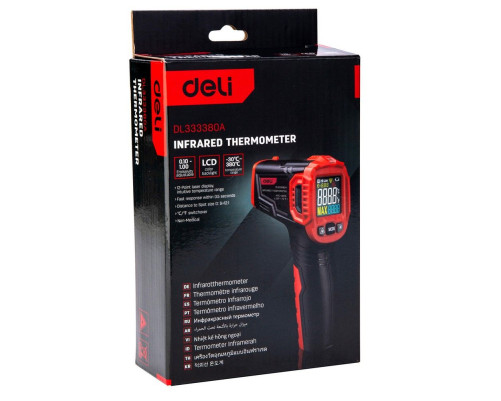 Инфракрасный пирометр (термометр) с цветным дисплеем Deli DL333380A Инфракрасный пирометр (термометр) с цветным дисплеем Deli DL333380A