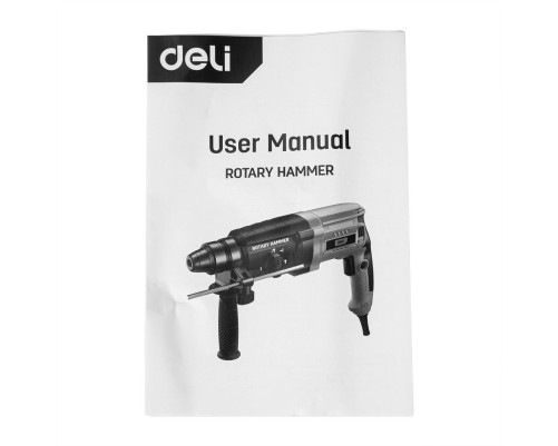 Перфоратор Deli DL-DC26-E1 (800Вт, 3Дж, 5500уд/мин, 1150об/мин, кейс, в комплекте 3 бура,пика, долото)
