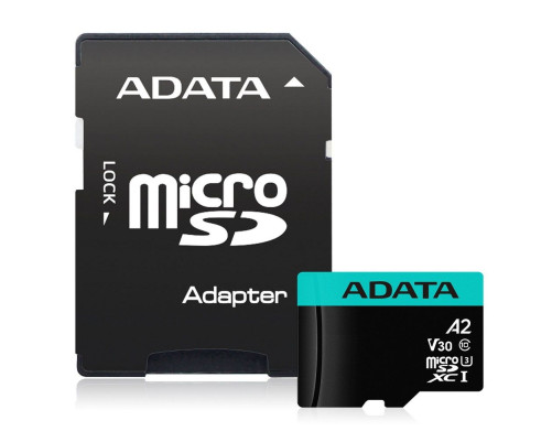 Карта памяти microSDXC 512GB ADATA AUSDX512GUI3V30SA2-RA1 U3 Class 10/V30S/A2, с адаптером Карта памяти microSDXC 512GB ADATA AUSDX512GUI3V30SA2-RA1 U3 Class 10/V30S/A2, с адаптером