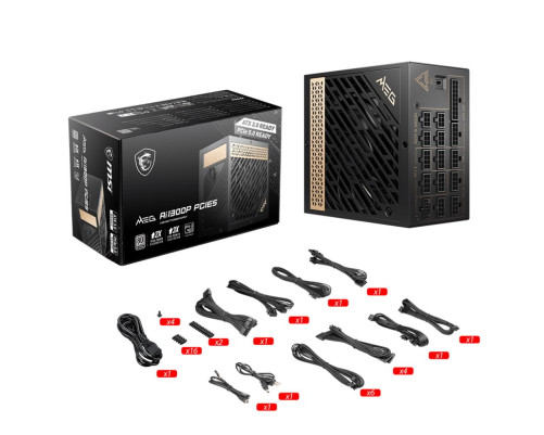 Блок питания 1300 Вт MSI MEG Ai1300P PCIE5, черный Блок питания 1300 Вт MSI MEG Ai1300P PCIE5, черный