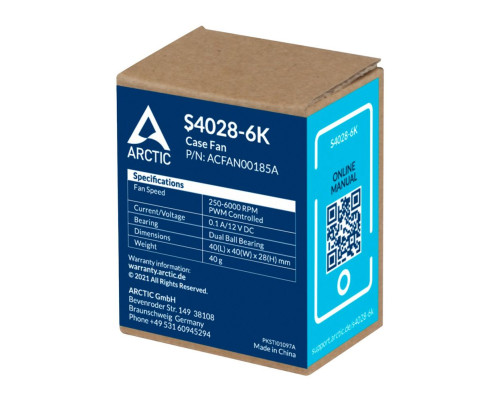 Вентилятор корпусной ARCTIC Cooling S4028-6K, черный Вентилятор корпусной ARCTIC Cooling S4028-6K, черный